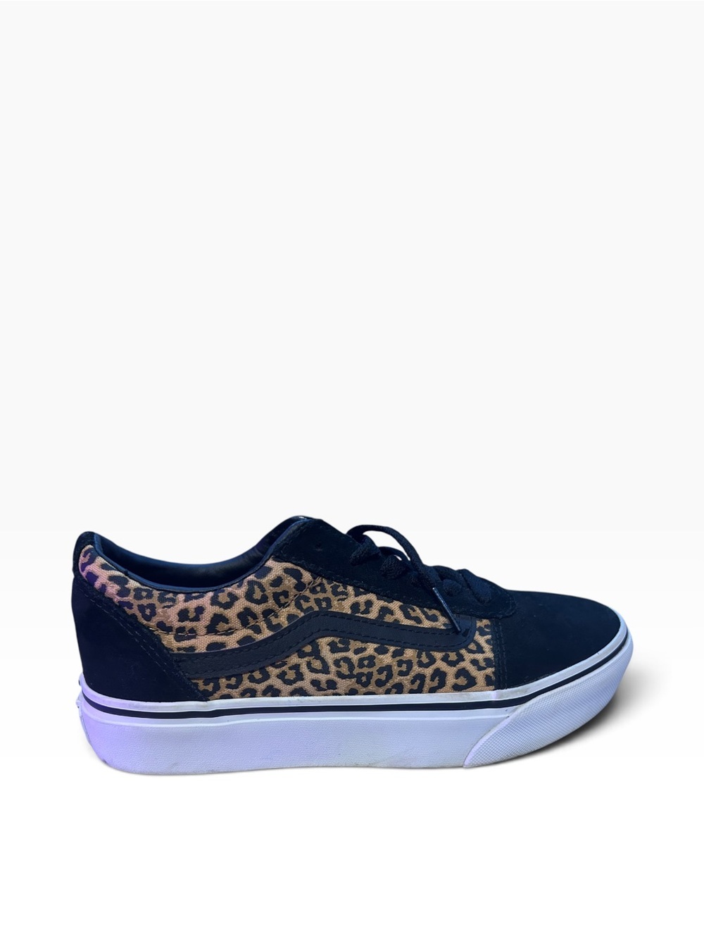 Vans Girls Size US Missy 4.0 Leopard Print Black Suede Skate Shoes New